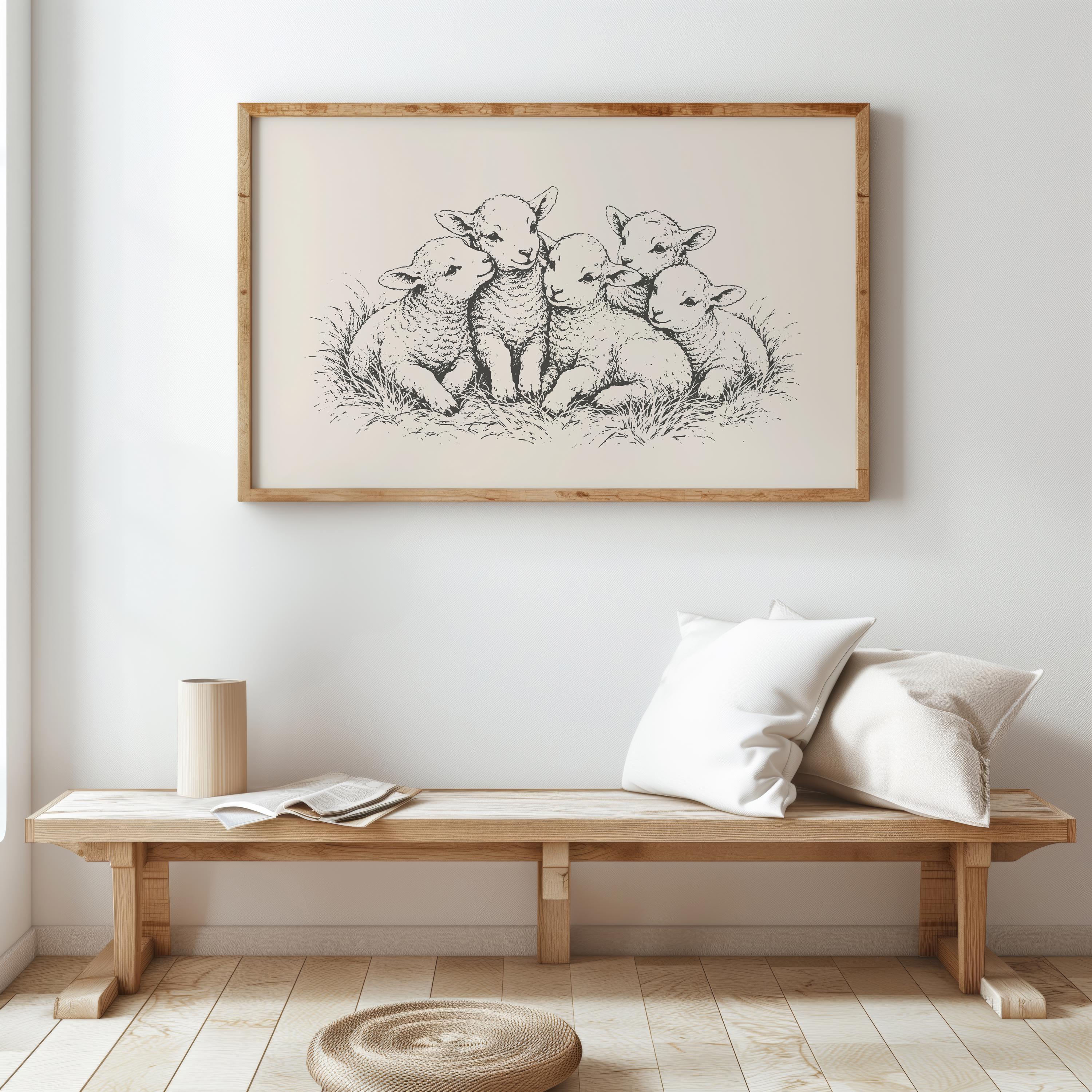 Vintage Sheep Print | Antique Lamb Drawing | Farmhouse Animal Wall Art ...