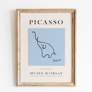 Picasso Exhibition Print / The Elephant Picasso  Print / Animal Line Art Print / Picasso Animal Drawing / One Line Elephant Print