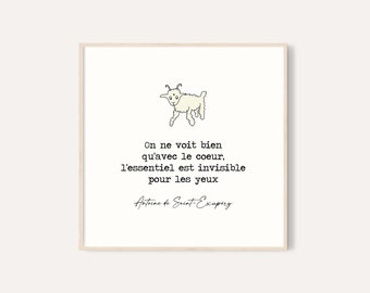 On ne voit bien Quote / The Little Prince Quote Print / Le Petit Prince Print / French Quote Print / Nursery Little Prince Print