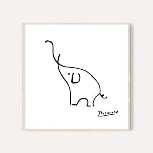 Picasso Elephant Print / Picasso Animal Line Drawing Prints / Animal Sketch / Picasso Printable Wall Art / Minimalist Nursery Print