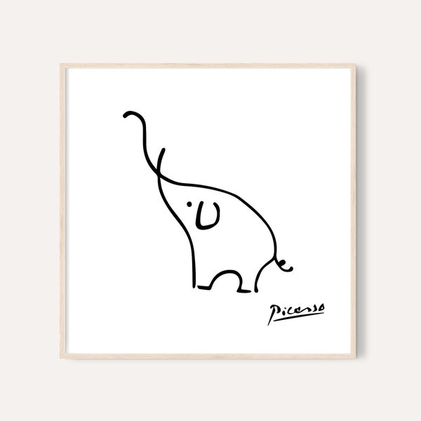 Picasso Elephant Print / Picasso Animal Line Drawing Prints / Croquis d’animaux / Picasso Art mural imprimable / Impression de pépinière minimaliste