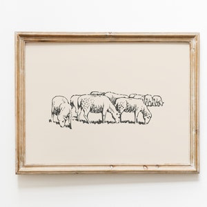 Sheep Vintage Print / Lamb Print / Sheep Drawing / Antique Vintage Painting / Easter Vintage Print / Sheep Wall Art / Farmhouse Wall Art