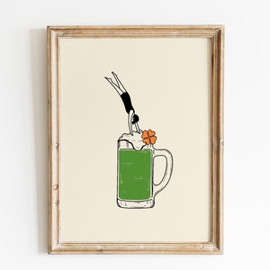 聖パトリックデーのプリント | グリーンビールのプリント | ビールの壁アート | バーカートのプリント | アイルランドの壁飾り | クローバーのプリント