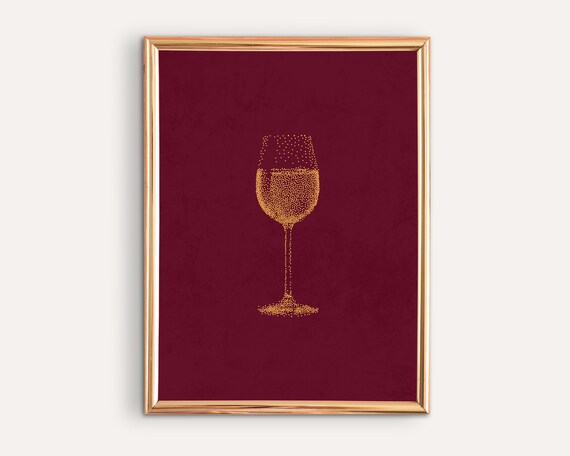 Wine Print Wall Art / Wine Printable Poster / Wine Glass Print | Etsy