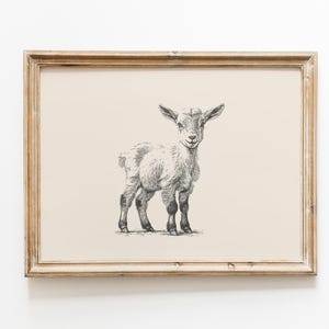 Vintage Baby Goat Print: Farmhouse Nursery Wall Art (Digital Download)