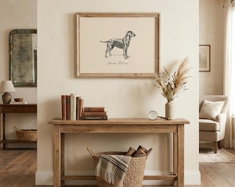 Vintage Labrador Retriever Farmhouse Wall Art | Dog Drawing | Country Decor | Dog Lover Gift | Digital Download | Printable Dog Art