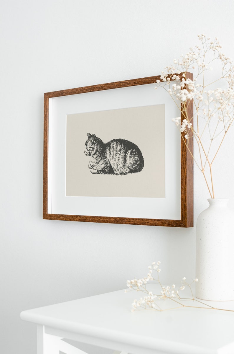 Vintage Cat Print / Cat Print Wall Art / Boho Cat Wall Art / Cat Printable Poster / Animal Boho Print / Catlover Gift / Antique Cat Print image 4