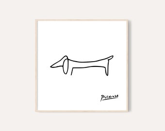 Picasso Dachshund Print / Picasso Animal Line Drawing Prints / Animal Sketch / Picasso Printable Wall Art / Minimalist Nursery Print