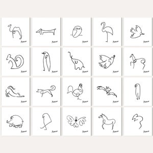 Picasso animals prints | Picasso prints set of 20 | Animal sketch