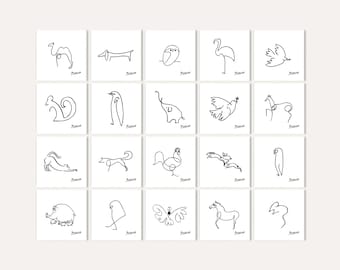 Picasso animals prints | Picasso prints set of 20 | Animal sketch