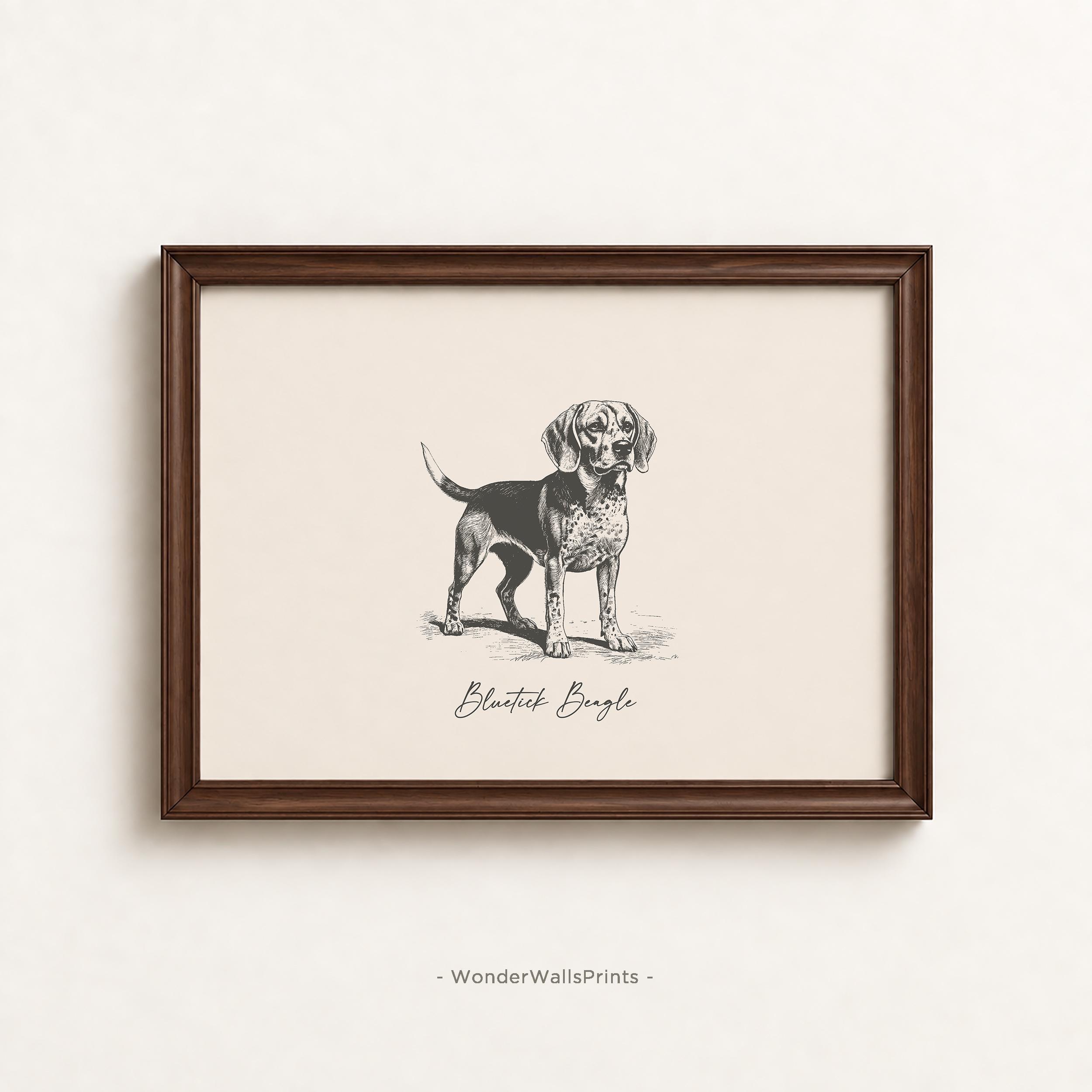 Beagle Wall Art | Beagle Print | Bluetick Beagle Art | Dog Breed