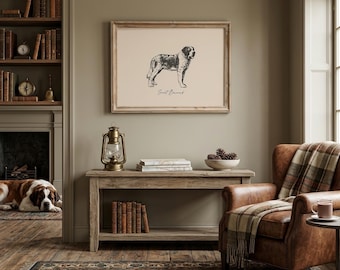 Saint Bernard Print | St Bernard Gift | Saint Bernard Wall Art | Dog Breed Print | Farmhouse Dog Art | Dog Lover Gift | Digital Download