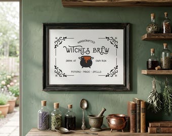 Witches Brew Print | Witchy Kitchen Decor | Kitchen Witch Art | Witch Wall Art | Gothic Wall Art | Witchy Home Decor | Digital Download