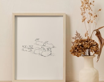 Sheep Wall Art | Vintage Lamb Print | Farmhouse Home Decor | Cottagecore Wall Art | Farm Animal Print | Nature Decor | Digital Download