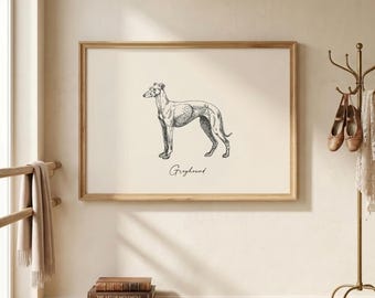 Arte de pared de galgo / Lámina vintage de perro / Regalo para amantes de los galgos / Arte de pared de lebreles / Regalo para amantes de los perros / Lámina de arte de whippet / Descarga digital