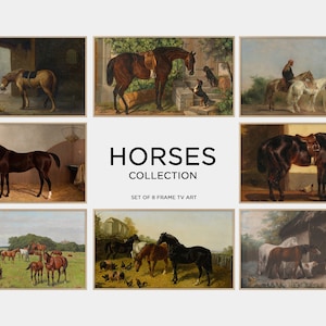 Horses Oil Painting Art Set for Samsung Frame TV - Set of 8 (Digital Download)