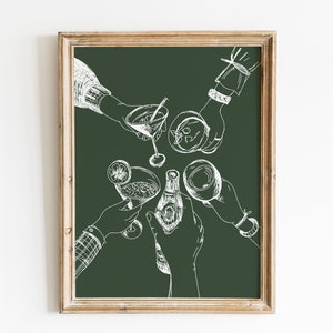 Cheers Print | Cheers Wall Art | Christmas Bar Print | Christmas Drink Wall Art | Bar Sign Print