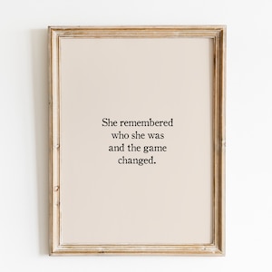 Ze herinnerde zich wie ze was en The Game Changed-afdruk | Therapiekunst | Geestelijke gezondheid-print | Kunst aan de muur therapeut | Motiverende muurkunst