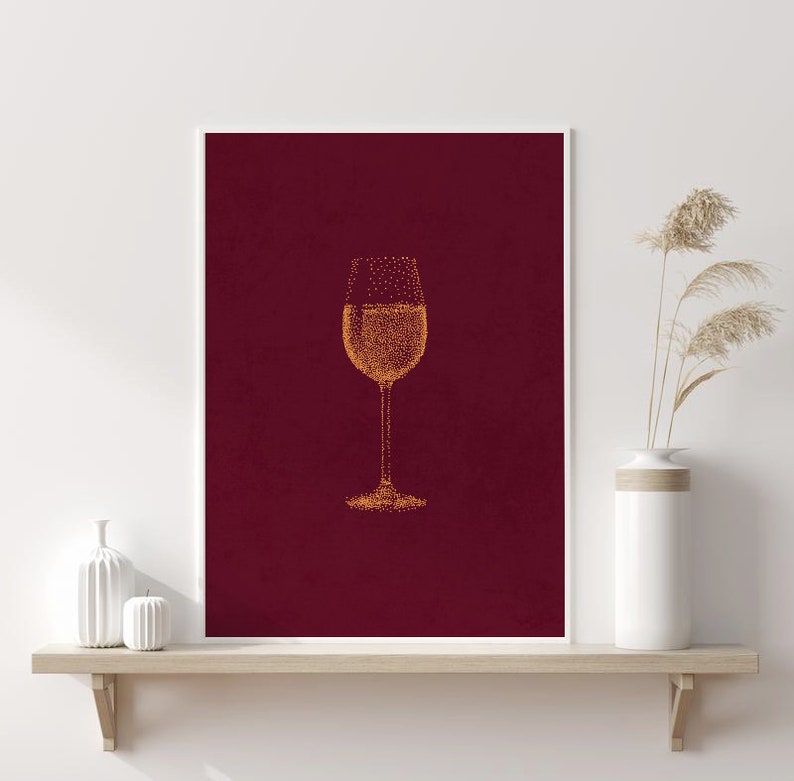 Wine Print Wall Art / Wine Printable Poster / Wine Glass Print | Etsy