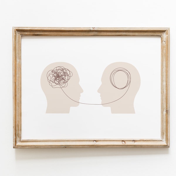 Talking Helps Print | Therapy Art | Psychologist Quotes | Therapy Office Decor | Mental Health Print | Untangle Thoughts Artwork