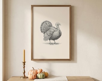 Impressão de Peru | Arte de Parede para o Dia de Ação de Graças | Decoração de Ação de Graças | Arte de Parede de Outono | Arte de Parede Estilo Fazenda | Impressão Decorativa de Outono | Download Digital