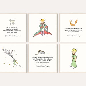 Impression Le Petit Prince / Ensemble d'art mural Le Petit Prince / Art pour chambre d'enfant Le Petit Prince / Le Petit Prince / Citation du Petit Prince / Citation française