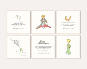 The Little Prince Print / The Little Prince Wall Art Set / Little Prince Nursery Art / Le Petit Prince  / Little Prince Quote / French Quote