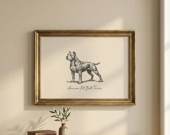 Pitbull-tryck | Pitbull-present | Väggkonst för pitbullterrier | Hundmamma-present | Hundrastryck | Hundälskare-present | Digital nedladdning