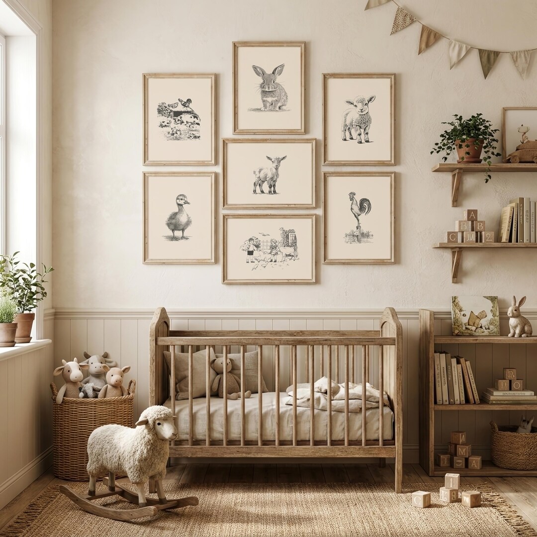 Farm Animal Nursery Art | Farmhouse Nursery Wall Art | Baby Animal ...