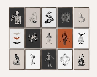 Halloween Wall Art | Spooky Home Decor | Halloween Decor | Halloween Gallery Wall | Gothic Wall Art | Skeleton Print | Digital Download