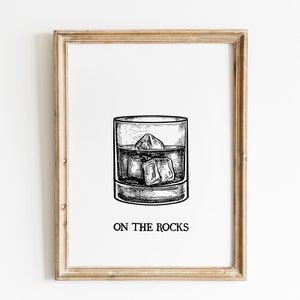 On The Rocks Print / Whisky Print / BarWagen Wanddekoration / Whisky Print / BarWagen Print / Cocktail Bar Art / Bar Printables / Bar Schild