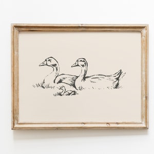 Duck Vintage Print / Duck Wall Art / Duck Drawing / Antique Vintage Painting / Farmhouse Print / Farmhouse Wall Decor / Country Wall Art