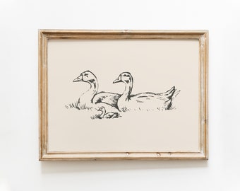 Duck Vintage Print / Duck Wall Art / Duck Drawing / Antique Vintage Painting / Farmhouse Print / Farmhouse Wall Decor / Country Wall Art