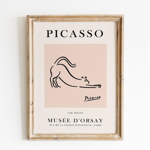 Picasso Exhibition Print / The Feline Picasso  Print / Picasso Cat Print / Animal Line Art / Picasso Animal Drawing / One Line Cat Print