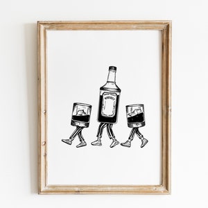Whiskey Print / Whiskey Glass Print / Bar Cart Print / Bar Sign Print / Whisky Print / Bar Sketch Print / Bar Wall Decor / Bar Printable Art
