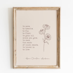 To Travel is to Live Print / Hans Christian Andersen Quote / Wanderrlust Wall Art / Travel Quote Print / Travel Lover Gift / Adventure Print