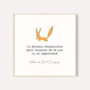 Citaat van Tu Deviens Responsable / De kleine prins citaat print / Le Petit Prince print / Franse quote print / kinderkamer kleine prins print