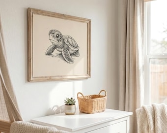 Stampa di tartaruga marina / Decorazione murale per cameretta a tema costiero / Arredamento per cameretta a tema oceano / Illustrazione di una tartaruga marina / Arredamento per casa al mare / Decorazione per la cameretta dei bambini / Download digitale