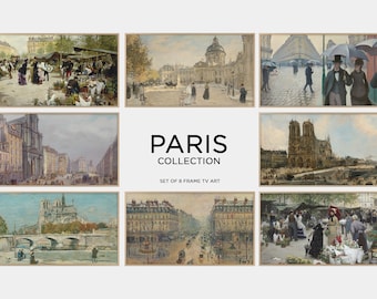Konstset med oljemålningar i Paris för Samsung Frame TV - 8-pack (digital nedladdning)