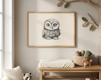 Babyuilprint | Bos kinderkamer kunst aan de muur | Uil kinderkamerdecoratie | Dierenprint bos | Kinderkamerkunst | Cadeau kraamcadeau | Digitale download
