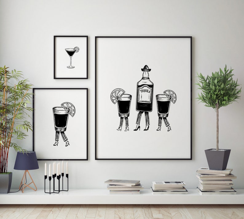 Tequila Print / Tequila Shots Print / Tequila Shot Glasses Etsy