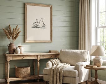 Duck Vintage Print | Duck Wall Art | Duck Drawing | Antique Vintage Painting | Farmhouse Print | Farmhouse Wall Decor | Country Wall Art