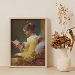Girl with a Book Print / Girl Reading Print / Antique Woman Portrait / Vintage Woman Print / Book Print / Woman Painting Print