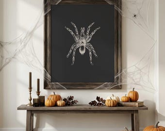 Lámina de tarántula / Arte mural de araña / Póster de araña vintage / Decoración gótica / Lámina de Halloween / Decoración espeluznante / Estilo Dark Academia / Descarga digital