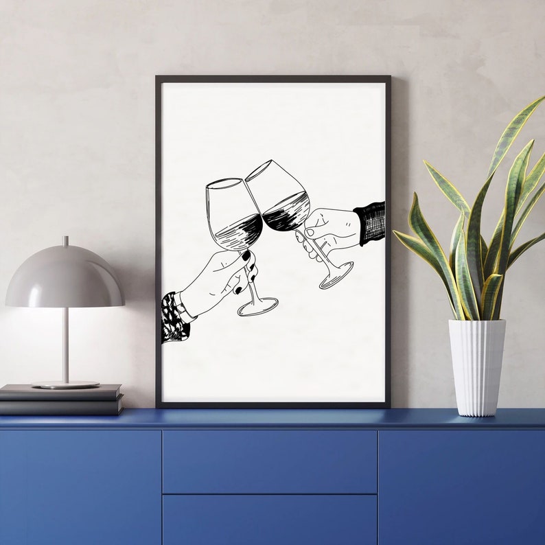 Cheers Print / Cheers Wall Art / Bar Cart Wall Decor / Etsy