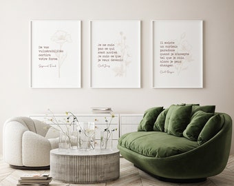 French Psychologist Prints Set: Freud, Jung, Rogers Quotes (Digital Download)