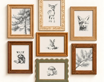 Bos kinderkamer kunst aan de muur | Dierenkamerprint | Bos kinderkamerdecoratie | Neutrale kinderkamerkunst | Cadeau kraamcadeau | Digitale download