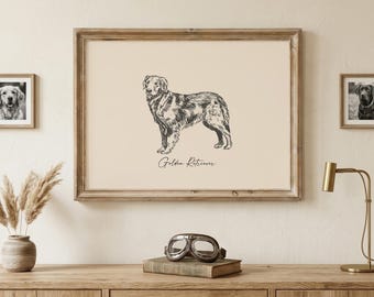 Golden Retriever Print | Golden Retriever Gift | Dog Wall Art | Golden Retriever Art | Dog Lover Gift | Dog Mom Gift | Digital Download