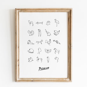 Picasso Animals Prints / Picasso Animals Wall Art/ Picasso Line Drawings / Animal Sketch / Picasso Printable Wall Art / Minimalist Nursery