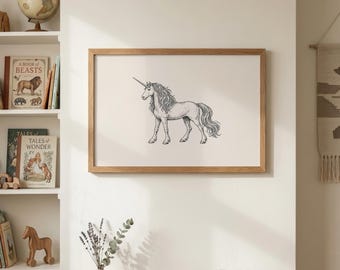 Unicorn Print | Unicorn Nursery Art | Magical Girls Room Decor | Fantasy Wall Art | Cottagecore Decor | Kids Room Print | Digital Download